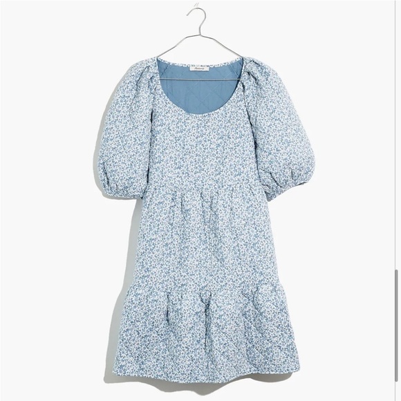 ❗️Moving❗️Madewell puff-sleeved quilted mini dress in sunflower field - Picture 4 of 10